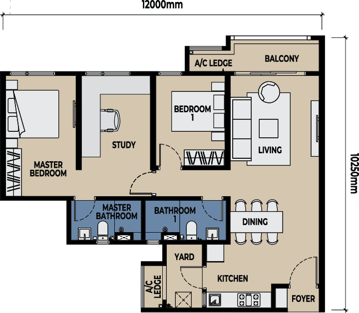 Lighthauz 1 Type C1 layout plan